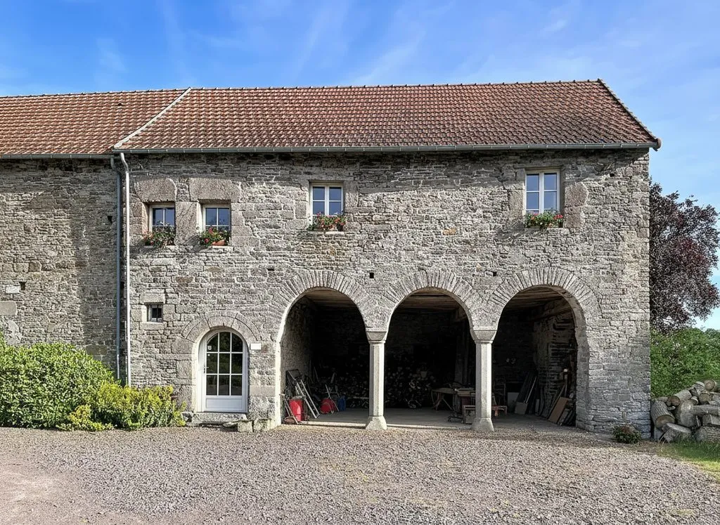 Préau et cour du gîte